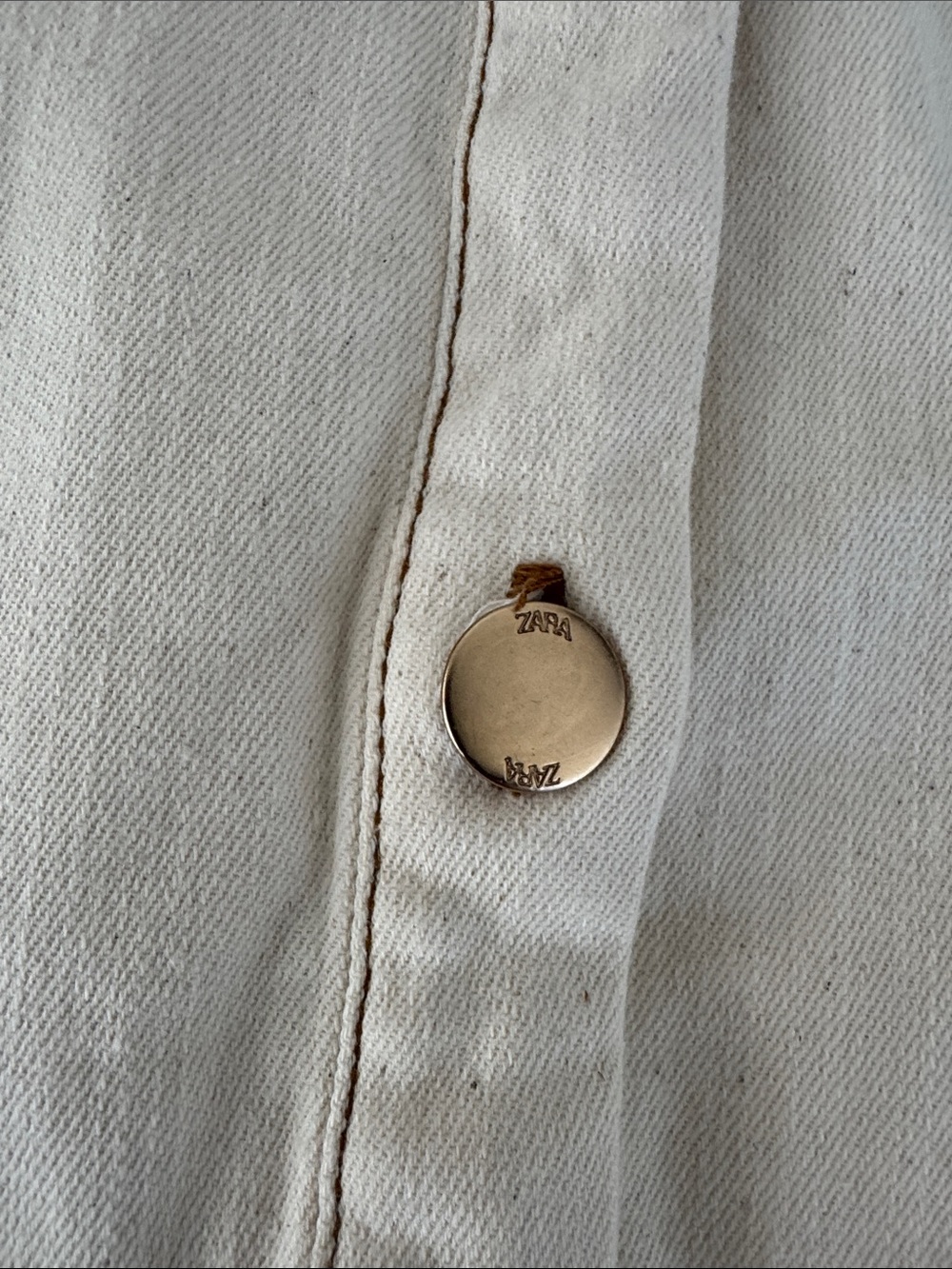 Zara Denim Midi Dress Cream Ivory Size Large NWT - Picture 7 of 11
